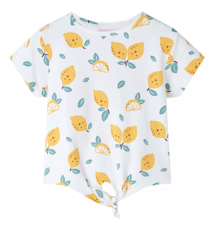 T-shirt pour enfants avec ourlet noué écru 128 | Mobilier & Déco
