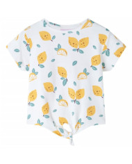 T-shirt pour enfants avec ourlet noué écru 128 | Mobilier & Déco
