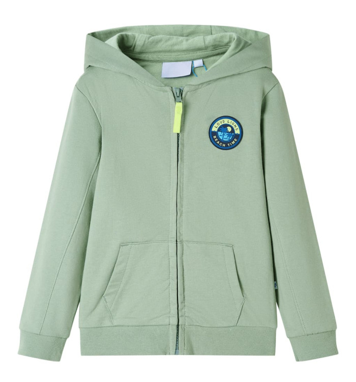 Sweat-shirt à capuche et fermeture éclair pour enfants kaki clair 128 | Mobilier & Déco