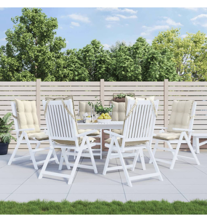 Coussins de chaise à dossier haut lot de 6 crème tissu oxford | Mobilier & Déco
