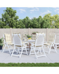 Coussins de chaise à dossier haut lot de 6 crème tissu oxford | Mobilier & Déco