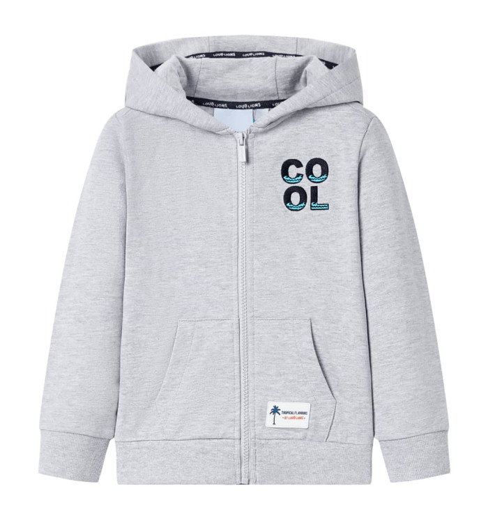 Sweatshirt à capuche avec fermeture éclair pour enfants gris 92 | Mobilier & Déco