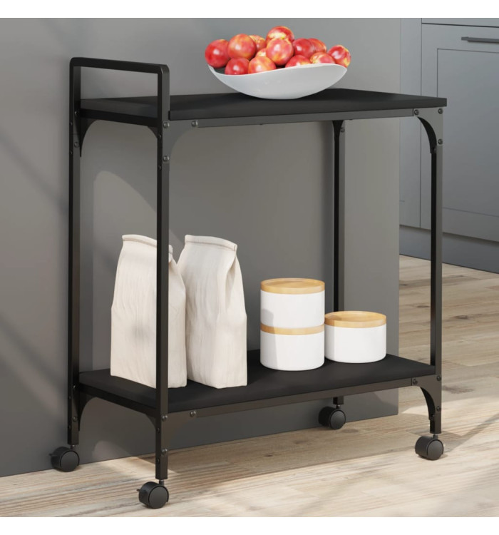 Chariot de cuisine noir 60,5x31x72,5 cm bois d'ingénierie | Mobilier & Déco