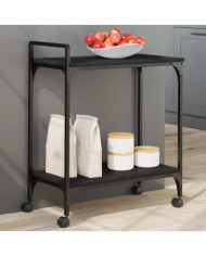Chariot de cuisine noir 60,5x31x72,5 cm bois d'ingénierie | Mobilier & Déco