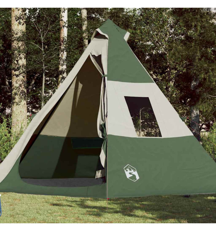 Tente de camping tipi 7 personnes vert imperméable | Mobilier & Déco