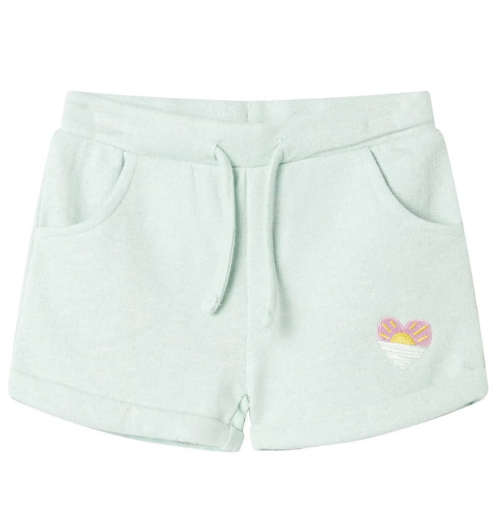 Short pour enfants avec cordon de serrage menthe claire mélangée 128 | Mobilier & Déco