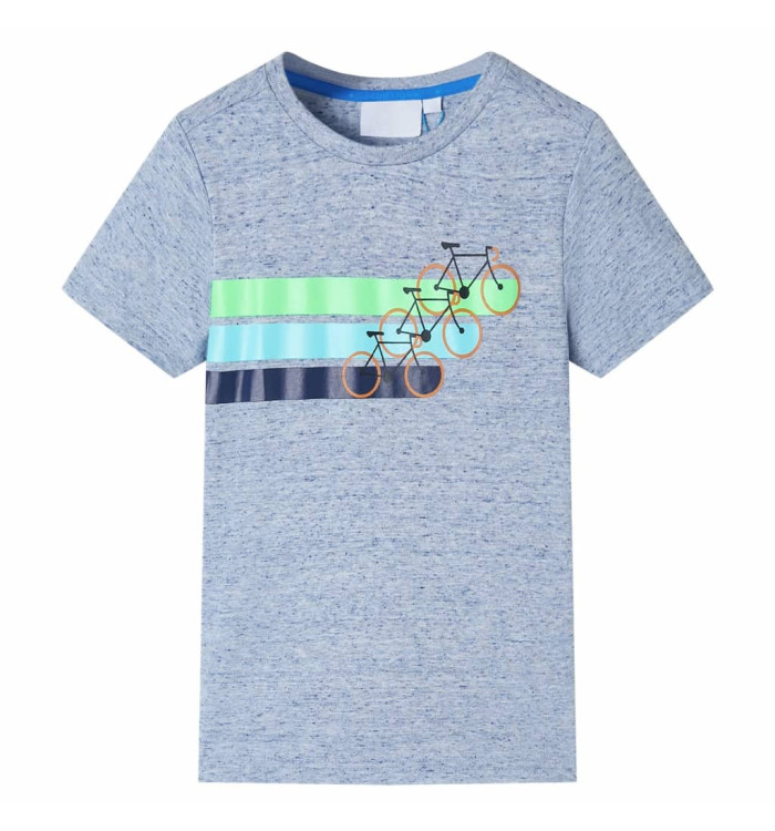 T-shirt pour enfants avec manches courtes mélange bleu 104 | Mobilier & Déco