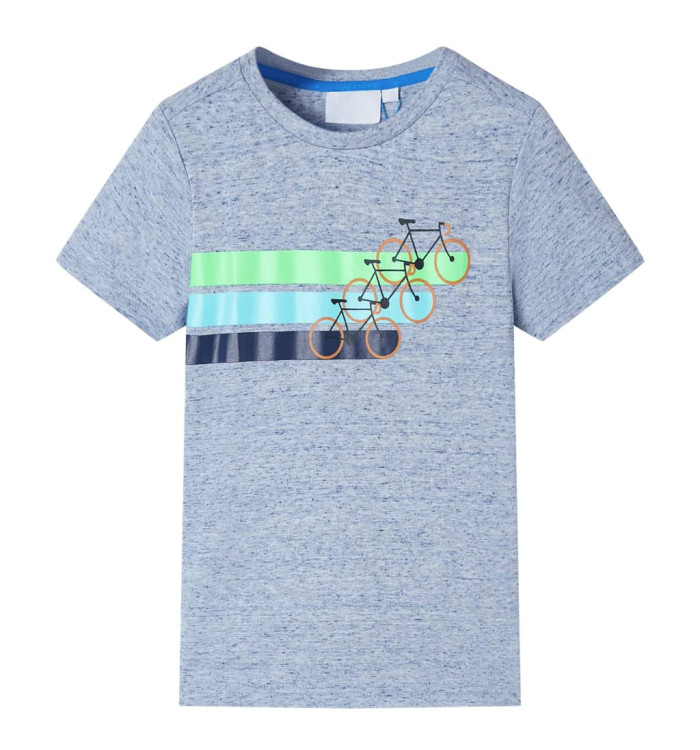 T-shirt pour enfants avec manches courtes mélange bleu 128 | Mobilier & Déco