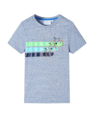 T-shirt pour enfants avec manches courtes mélange bleu 128 | Mobilier & Déco