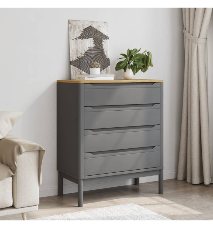 Commode FLORO gris bois de pin massif | Mobilier & Déco
