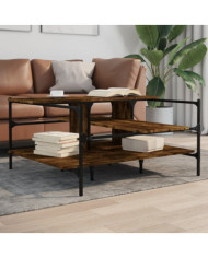Table basse chêne fumé 100x100x48,5 cm bois d'ingénierie | Mobilier & Déco