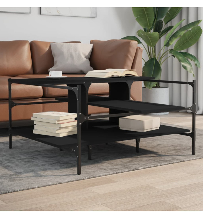 Table basse noir 100x100x48,5 cm bois d'ingénierie | Mobilier & Déco
