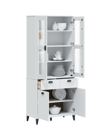 Buffet VIKEN blanc 80x40x190 cm bois massif de pin | Mobilier & Déco