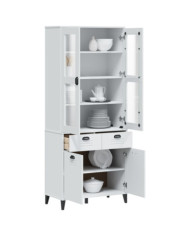 Buffet VIKEN blanc 80x40x190 cm bois massif de pin | Mobilier & Déco