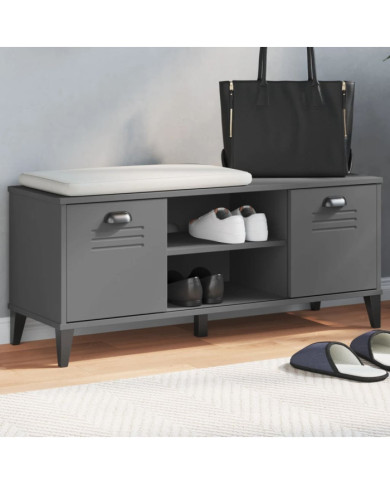Banc à chaussures VIKEN gris anthracite bois massif de pin | Mobilier & Déco