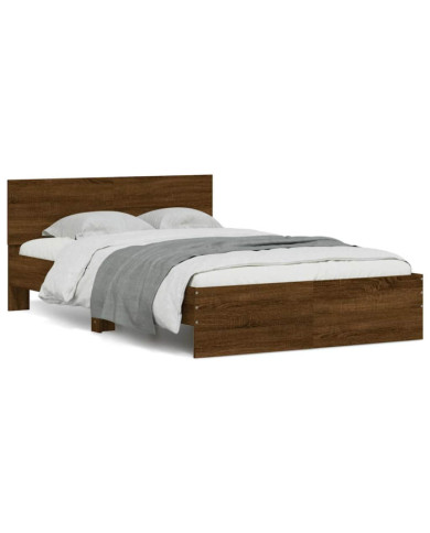 Cadre de lit avec tête de lit et LED chêne marron 140x200 cm | Mobilier & Déco