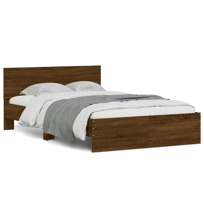 Cadre de lit avec tête de lit et LED chêne marron 140x200 cm | Mobilier & Déco