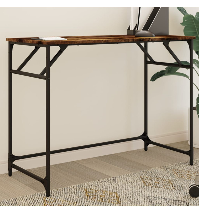 Bureau chêne fumé bois d'ingénierie et acier enduit de poudre | Mobilier & Déco