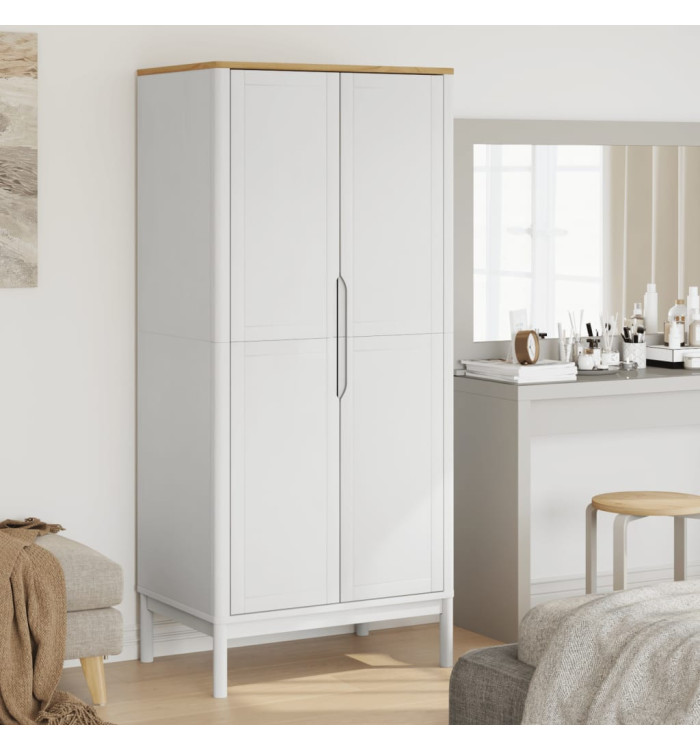 Garde-robe FLORO blanc 77x53x171 cm bois massif de pin | Mobilier & Déco