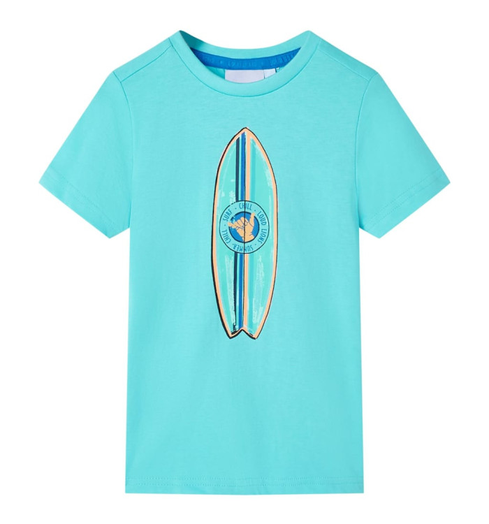 T-shirt pour enfants avec manches courtes aqua 128 | Mobilier & Déco