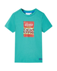 T-shirt pour enfants avec manches courtes menthe foncé 128 | Mobilier & Déco