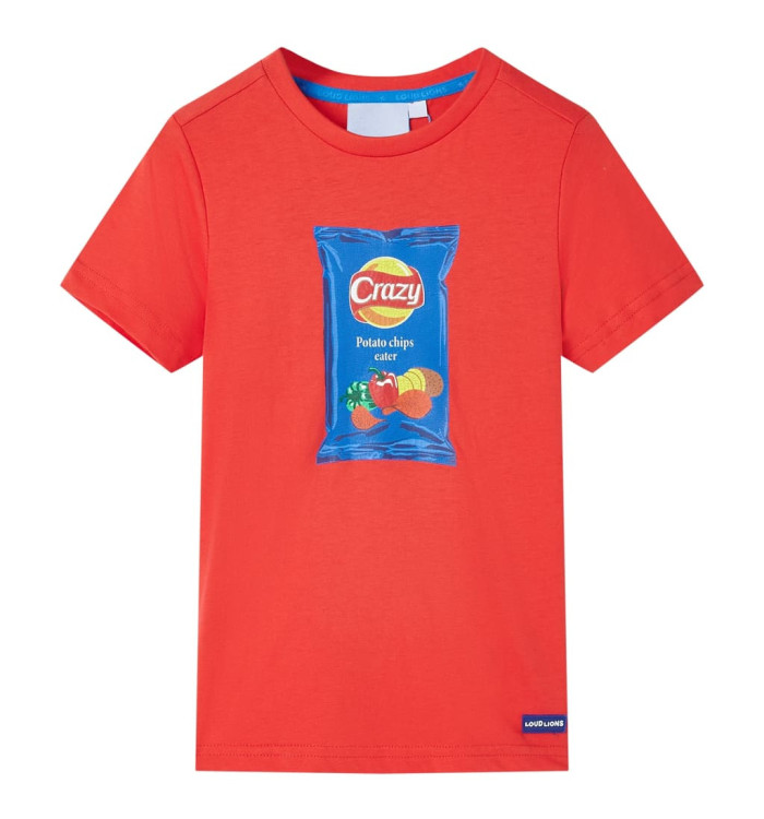 T-shirt pour enfants avec manches courtes rouge 116 | Mobilier & Déco