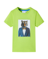 T-shirt pour enfants avec manches courtes vert citron 140 | Mobilier & Déco