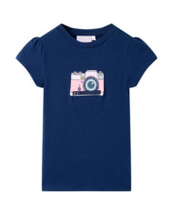 T-shirt pour enfants bleu marine 128 | Mobilier & Déco