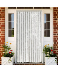 Rideau anti-mouches gris clair et blanc 100x230 cm chenille | Mobilier & Déco