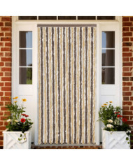 Rideau anti-mouches marron foncé et beige 90x200 cm chenille | Mobilier & Déco