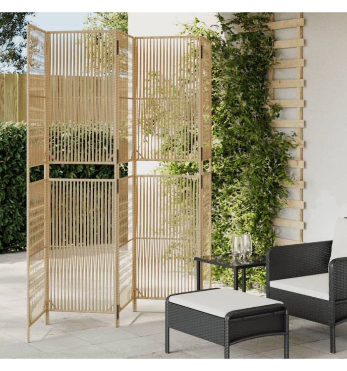 Cloison de séparation 5 panneaux beige résine tressée | Mobilier & Déco