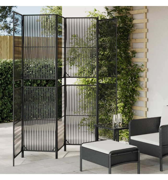 Cloison de séparation 6 panneaux noir résine tressée | Mobilier & Déco