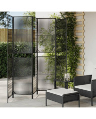 Cloison de séparation 6 panneaux noir résine tressée | Mobilier & Déco