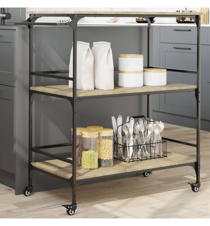 Chariot cuisine chêne sonoma 100,5x50x105 cm bois d'ingénierie | Mobilier & Déco