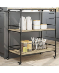 Chariot cuisine chêne sonoma 100,5x50x105 cm bois d'ingénierie | Mobilier & Déco
