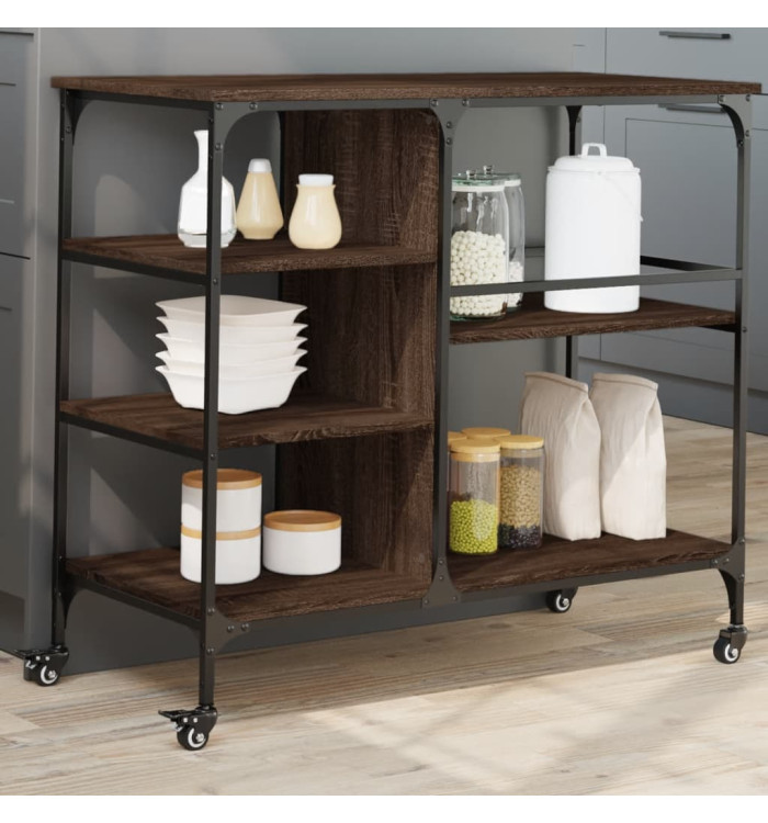 Chariot de cuisine chêne marron 100x45x89,5cm bois d'ingénierie | Mobilier & Déco