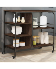 Chariot de cuisine chêne marron 100x45x89,5cm bois d'ingénierie | Mobilier & Déco