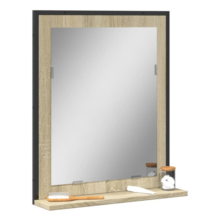 Miroir de salle de bain et étagère chêne sonoma bois ingénierie | Mobilier & Déco