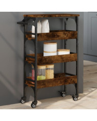 Chariot de cuisine chêne fumé 53x20x76 cm bois d'ingénierie | Mobilier & Déco