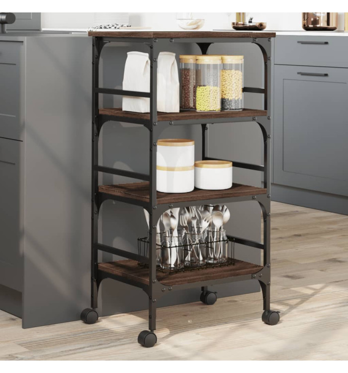 Chariot de cuisine chêne marron 45x35x89,5 bois d'ingénierie | Mobilier & Déco