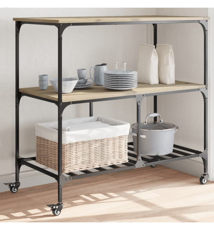 Chariot de cuisine chêne sonoma 100x50x95 cm bois d'ingénierie | Mobilier & Déco