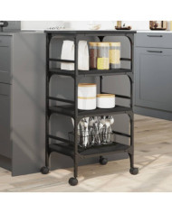 Chariot de cuisine noir 45x35x89,5 cm bois d'ingénierie | Mobilier & Déco