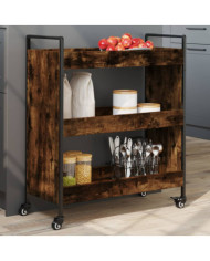 Chariot de cuisine chêne fumé 70x30x82 cm bois d'ingénierie | Mobilier & Déco