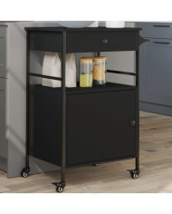 Chariot de cuisine noir 56x43x89,5 cm bois d'ingénierie | Mobilier & Déco