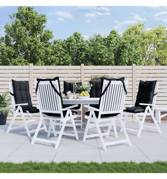 Coussins de chaise à dossier haut lot de 6 noir tissu oxford | Mobilier & Déco