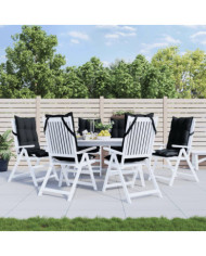 Coussins de chaise à dossier haut lot de 6 noir tissu oxford | Mobilier & Déco