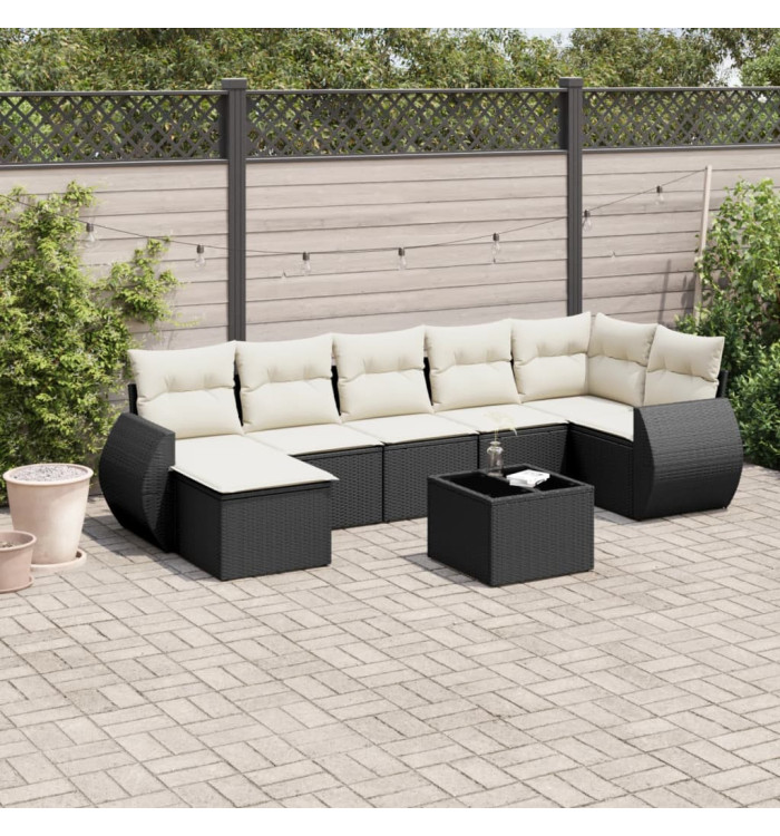 Salon de jardin 7 pcs avec coussins noir résine tressée | Mobilier & Déco