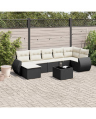 Salon de jardin 7 pcs avec coussins noir résine tressée | Mobilier & Déco