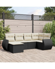 Salon de jardin 6 pcs avec coussins noir résine tressée | Mobilier & Déco