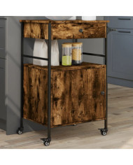 Chariot de cuisine chêne fumé 56x43x89,5 cm bois d'ingénierie | Mobilier & Déco